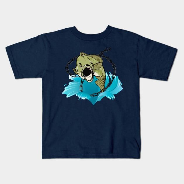 Hooked Bass Kids T-Shirt by bascheer